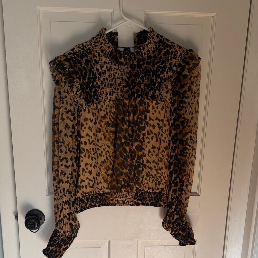India Boutique Animal Print Sheer Blouse